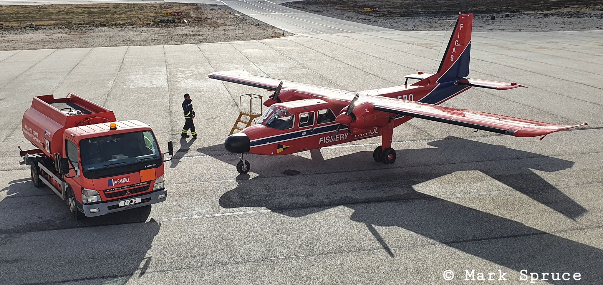 Islander aircraft at Stanley Airport