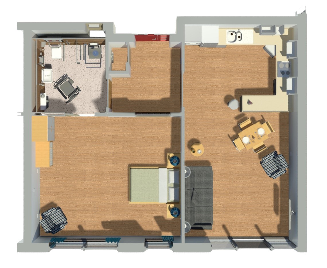 Figure 6 Layout of a large one bedroomed unit