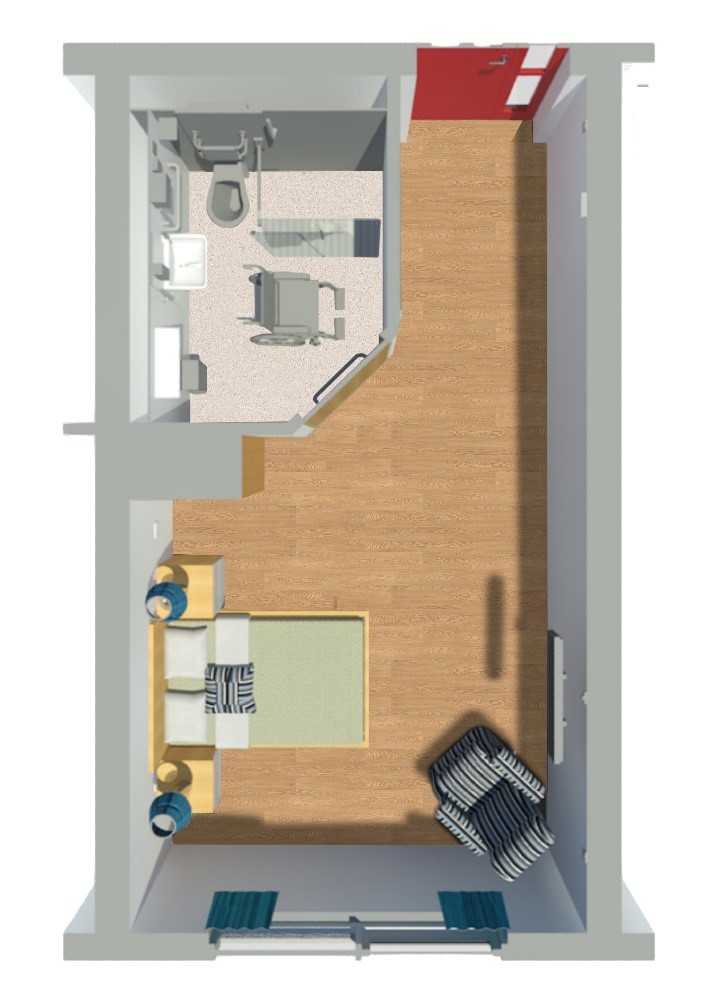 Figure 7 Layout of a short stay single bed unit