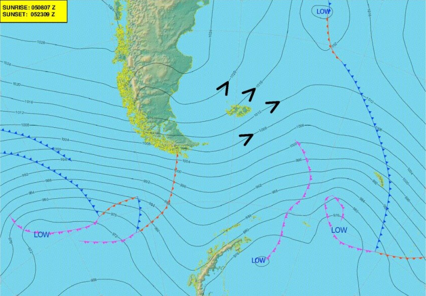 Synoptic chart of the South Atlantic area