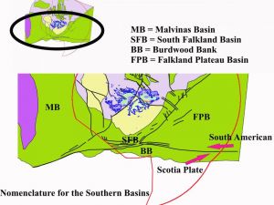 Fig 2. The basins with some structural nomeclature